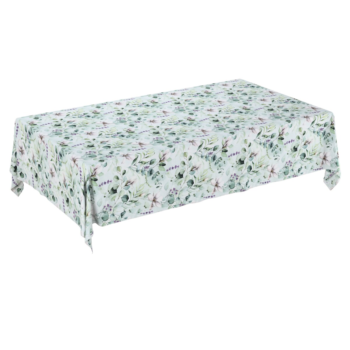 Obrus prostokątny 130 x 130 cm magnolie na miętowym tle