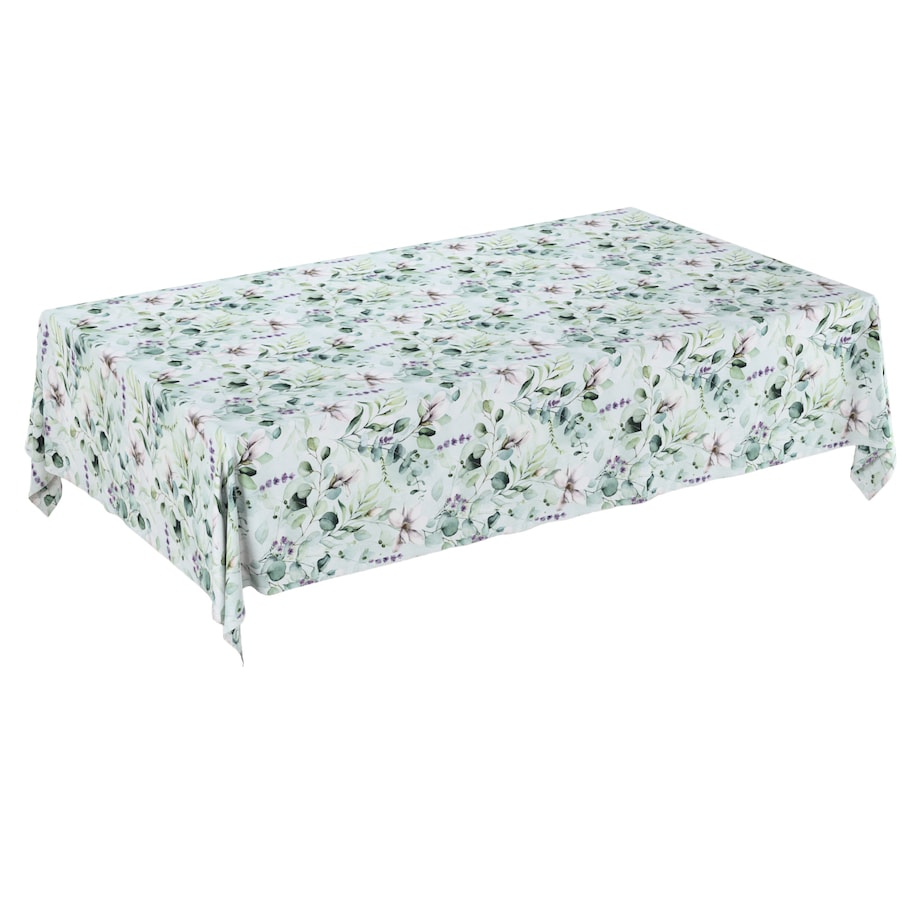 Obrus prostokątny 130 x 130 cm magnolie na miętowym tle