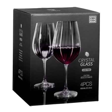 4X Kieliszki Kryształowe Do Wina Szampana Szklanki Eleganckie Szklane 690 Ml Zestaw