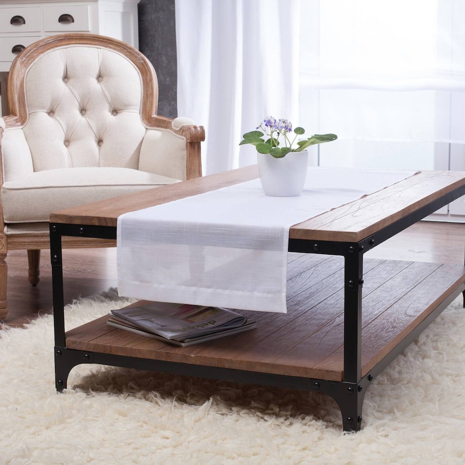 Bieżnik prostokątny 40x130 prześwitujący biały