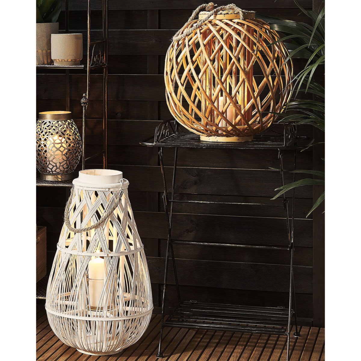 Lampion drewniany 41 cm naturalny SAMOA