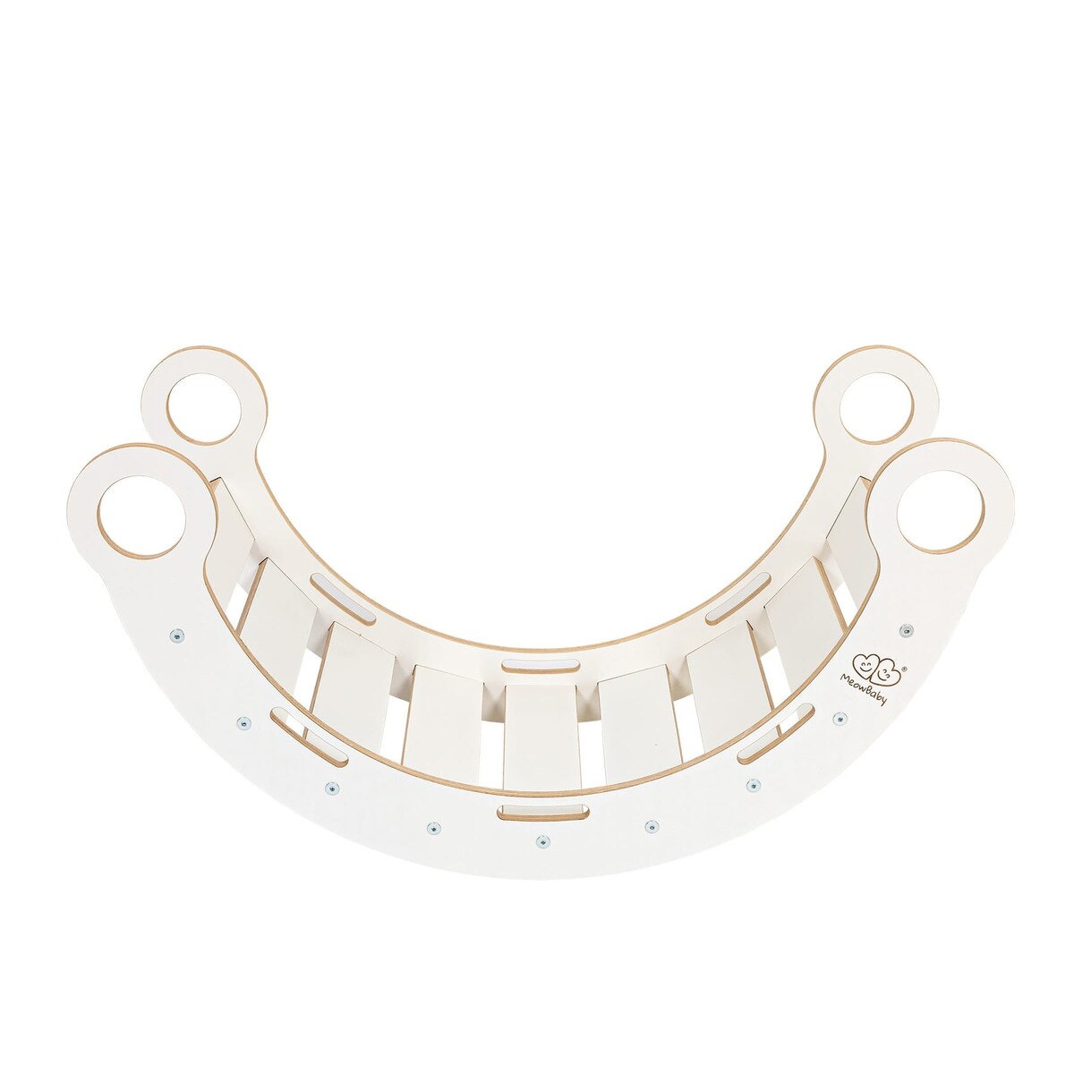 Small Dream Rocker Białe Drewno & Zjeżdżalnia & Drabinka z Różową Poduszką