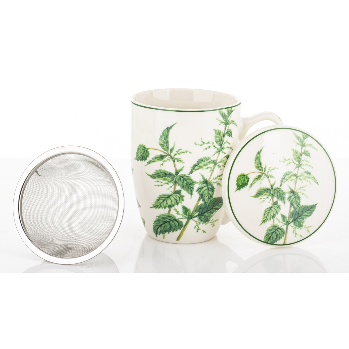 Kubek z zaparzaczem 350 ml w pudełku 12x12x9 cm HERBES pokrzywa