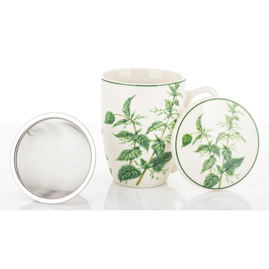 Kubek z zaparzaczem 350 ml w pudełku 12x12x9 cm HERBES pokrzywa