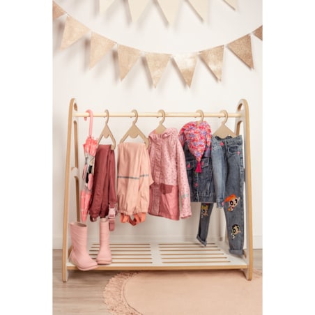 MINI garderoba szafa wieszak montessori + 5 drewnianych wieszaczków