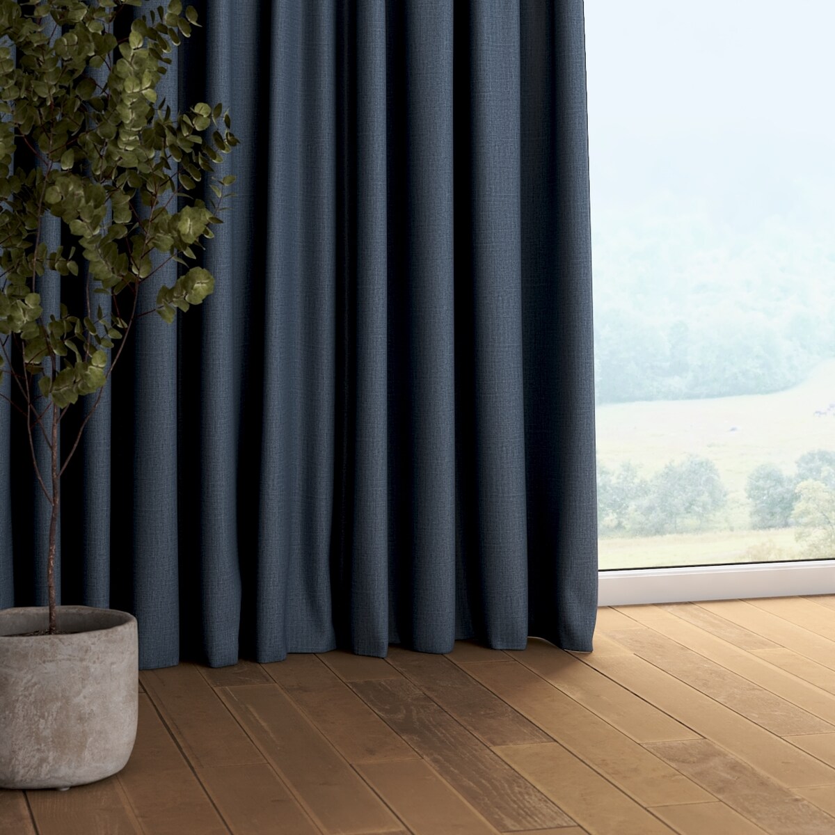 Zasłona na taśmie marszczącej 1 szt. 130x245 ciemny niebieski o wyraźnej strukturze