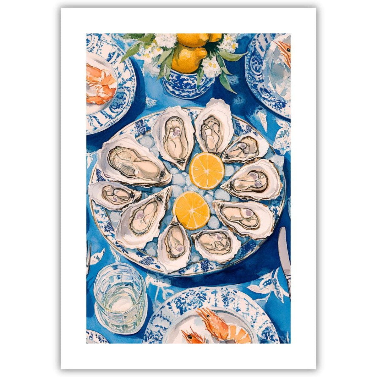 plakat oysters and lemons graphic 70x100
