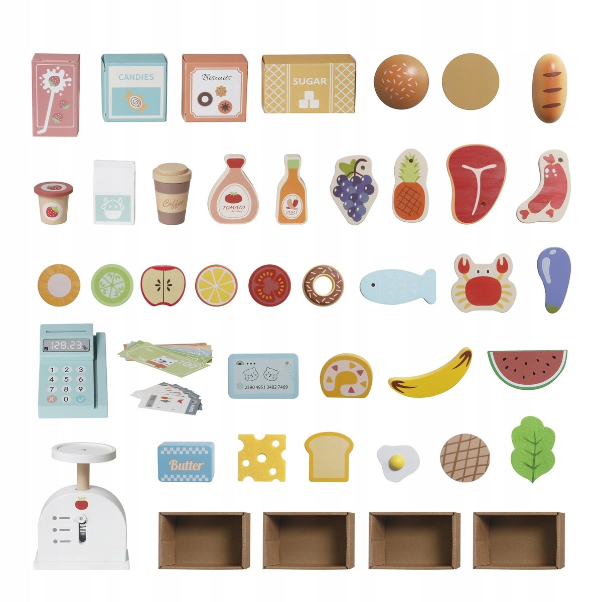 Duży drewniany sklep dla dzieci stragan z akcesoriami do zabawy - warzywniak supermarket XXL