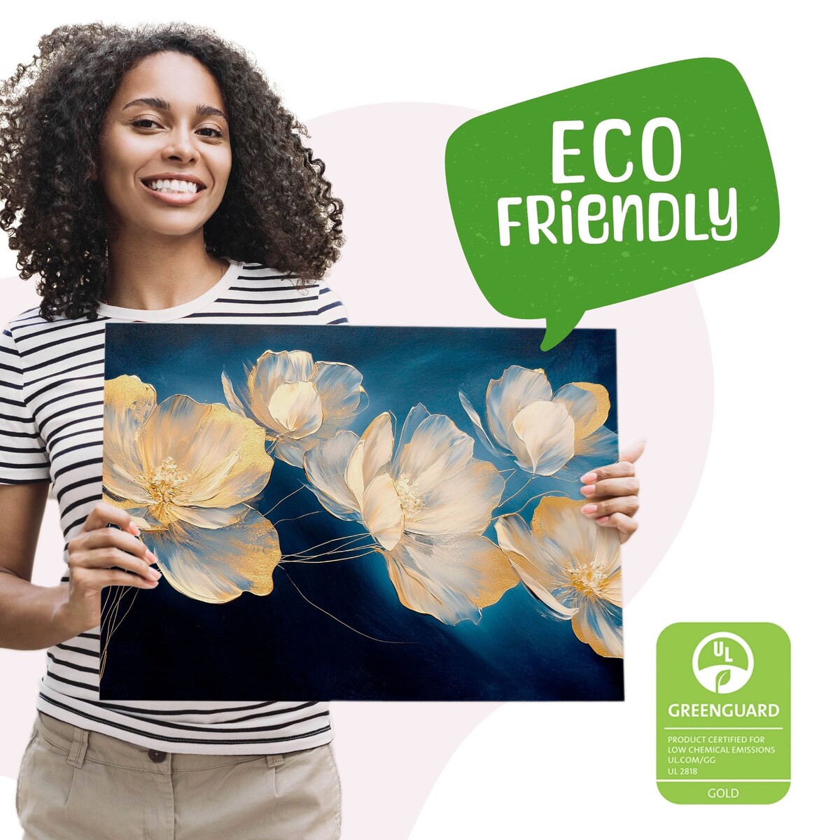 Obraz Do Salonu Sypialni Kremowe Kwiaty Styl Glamour Abstrakcja 120x80cm