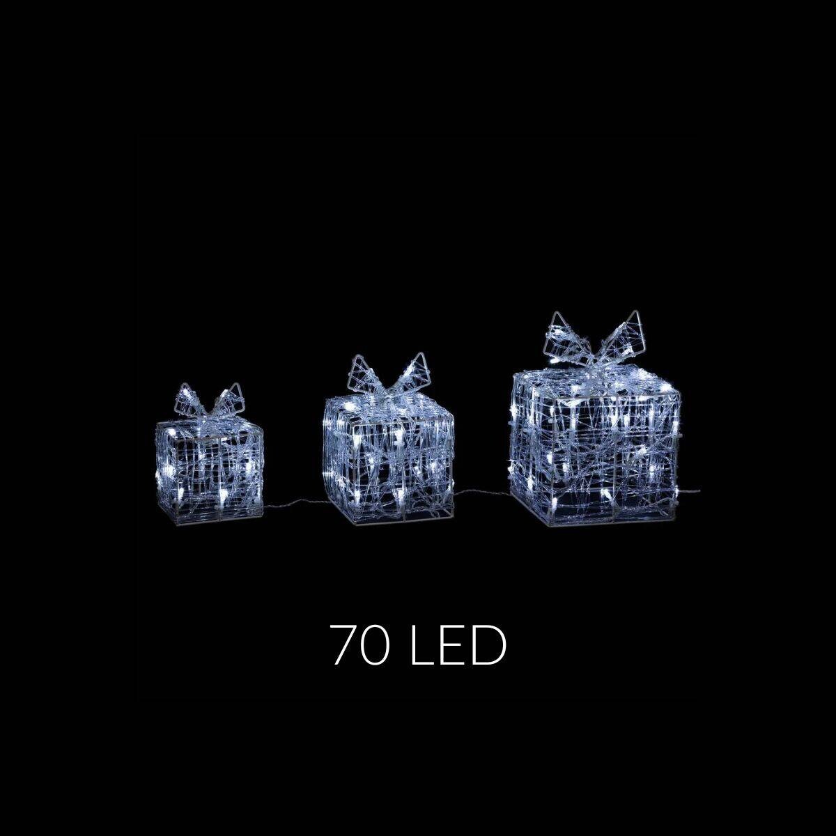 Ozdoby świetlne zewnętrzne, prezenty z akrylu, 70 LED