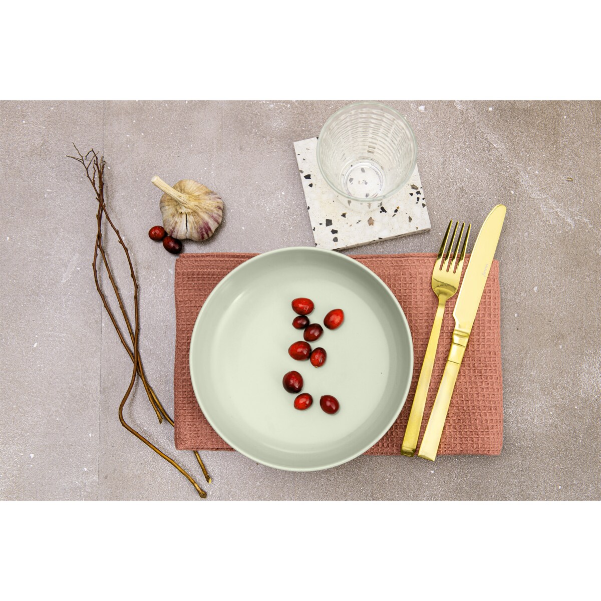 KONSIMO VICTO Zestaw talerzy głębokich dla 6 osób (6 elementów) beżowo-zielono-szary