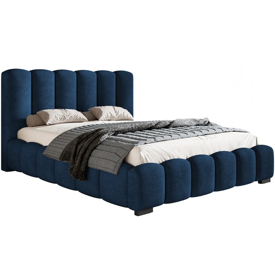 Łóżko tapicerowane 120x200 BEN 18 z pojemnikiem na pościel- granatowe