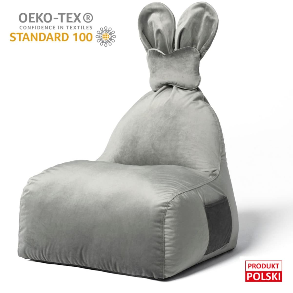 PUF FUNNY BUNNY WELWET SZARA