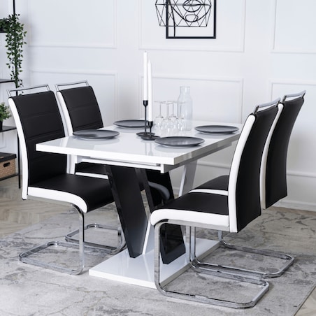 Krzesło Tapicerowane Do Jadalni Czarno-Białe Na Płozach LOCA