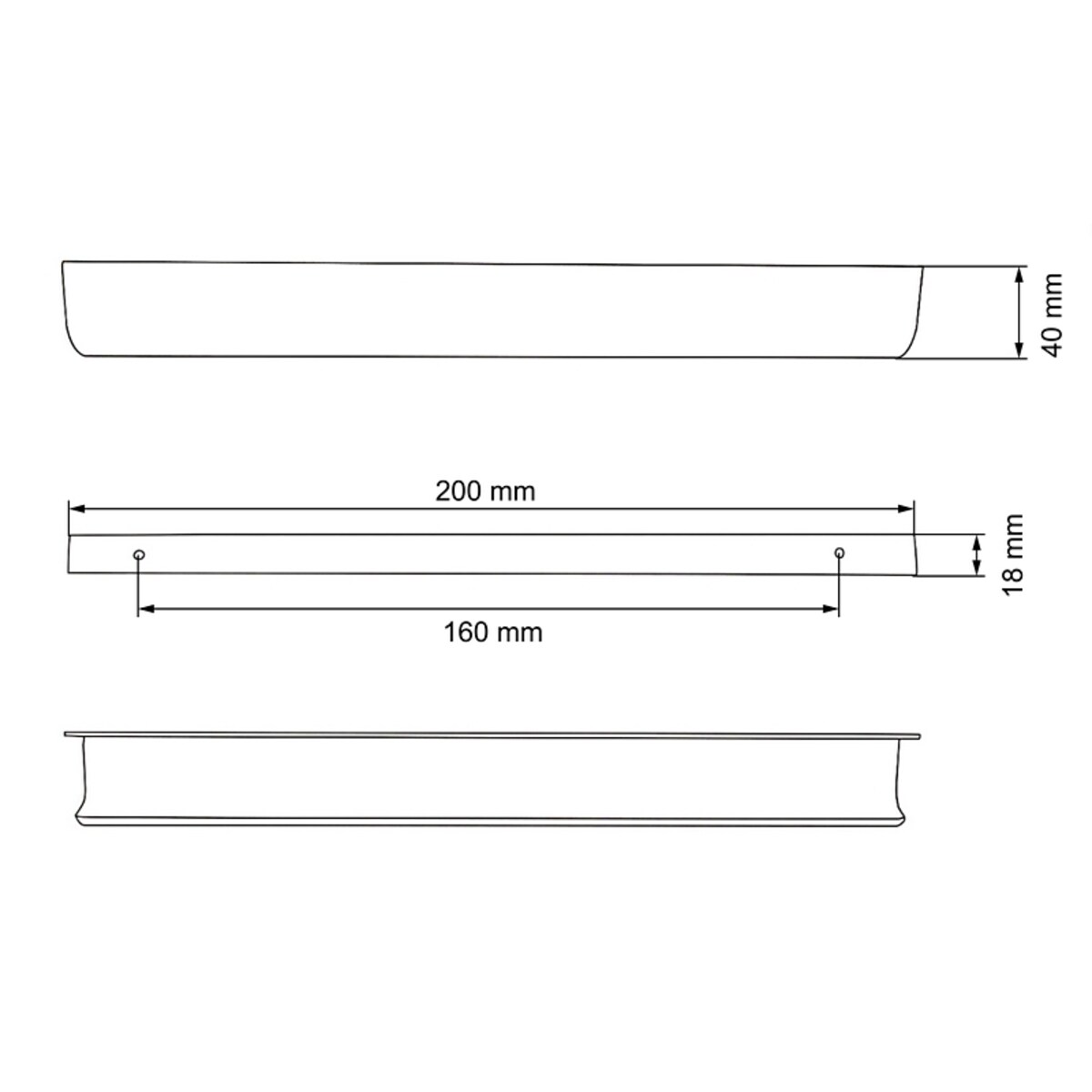 Uchwyt do mebli czarny meblowy krawędziowy do szafek szuflad mat loft 160mm