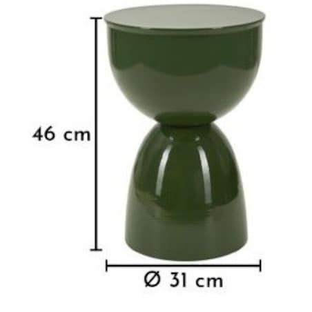 Stolik pomocniczy, boczny, 46xØ31 cm, metalowy, ELEZIA zielony