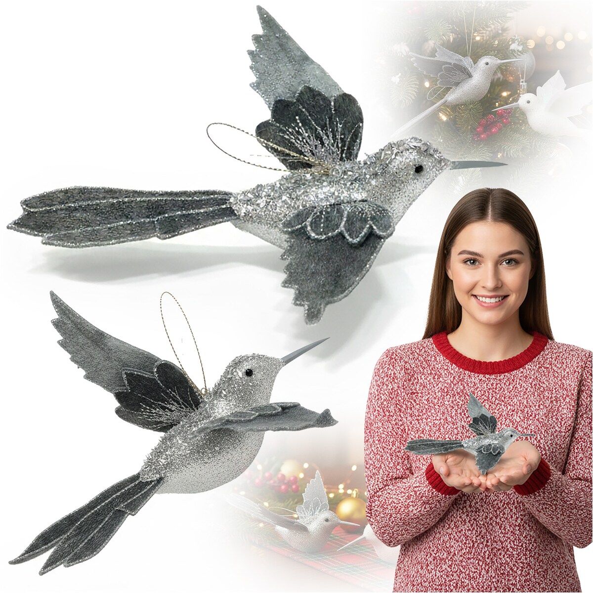 Ptaszek Na Choinkę Zawieszki Choinkowe Ozdoby Na Choinkę Bombka Ptak 22 Cm