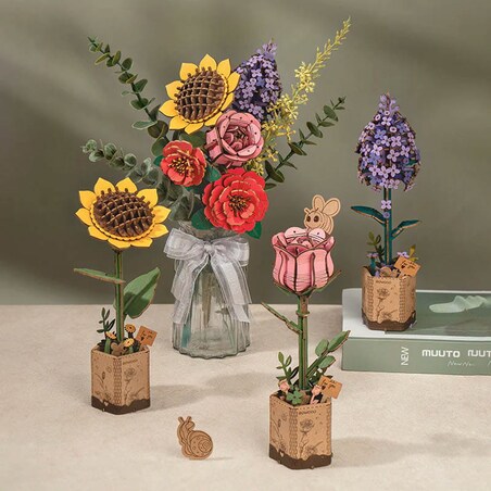 Wiosenny bukiet kwiatów - flower box DIY - kwiaty Robotime