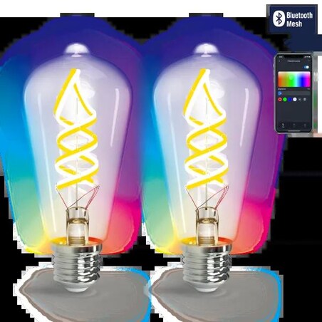 inteligentna żarówka bluetooth mesh st64 4.9w rgbw 2 szt. ,z pilotem