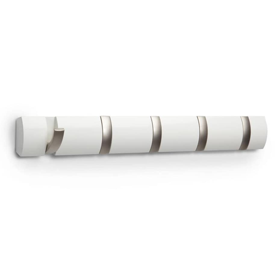 Listwa z 5 wieszakami biała Flip, 51 x 7 x 3 cm, Umbra