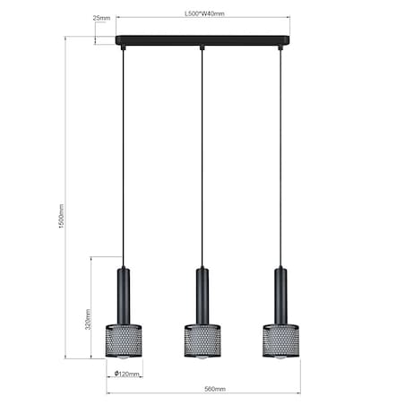 Lampa wisząca Light Prestige Amo czarny 3 x E27 1 szt.