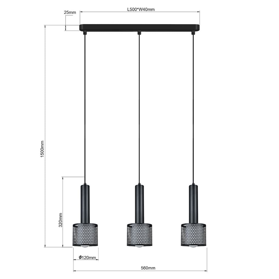 Lampa wisząca Light Prestige Amo czarny 3 x E27 1 szt.