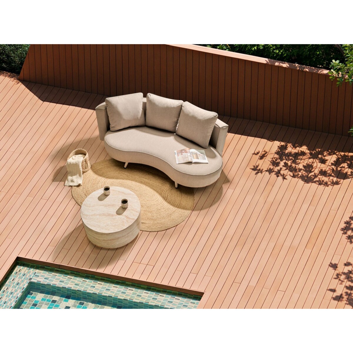 Sofa ogrodowa dla 3 osób PARORI Lewostronny Beżowy
