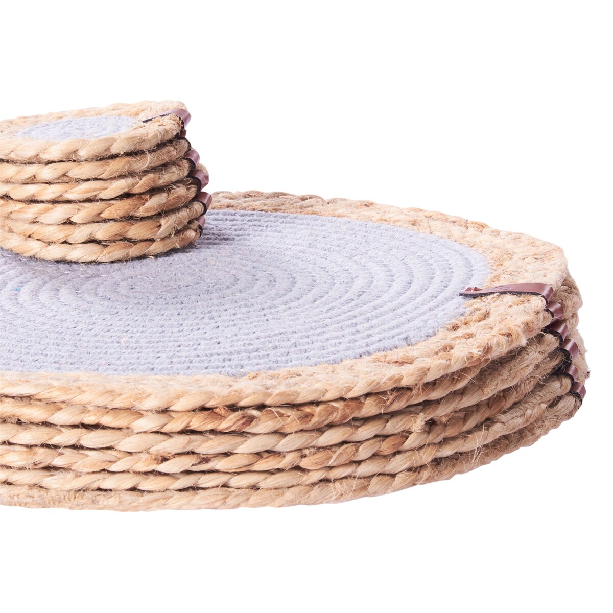 Zestaw 12 podkładek na stół ROSELLA Szary Juta Bawełna