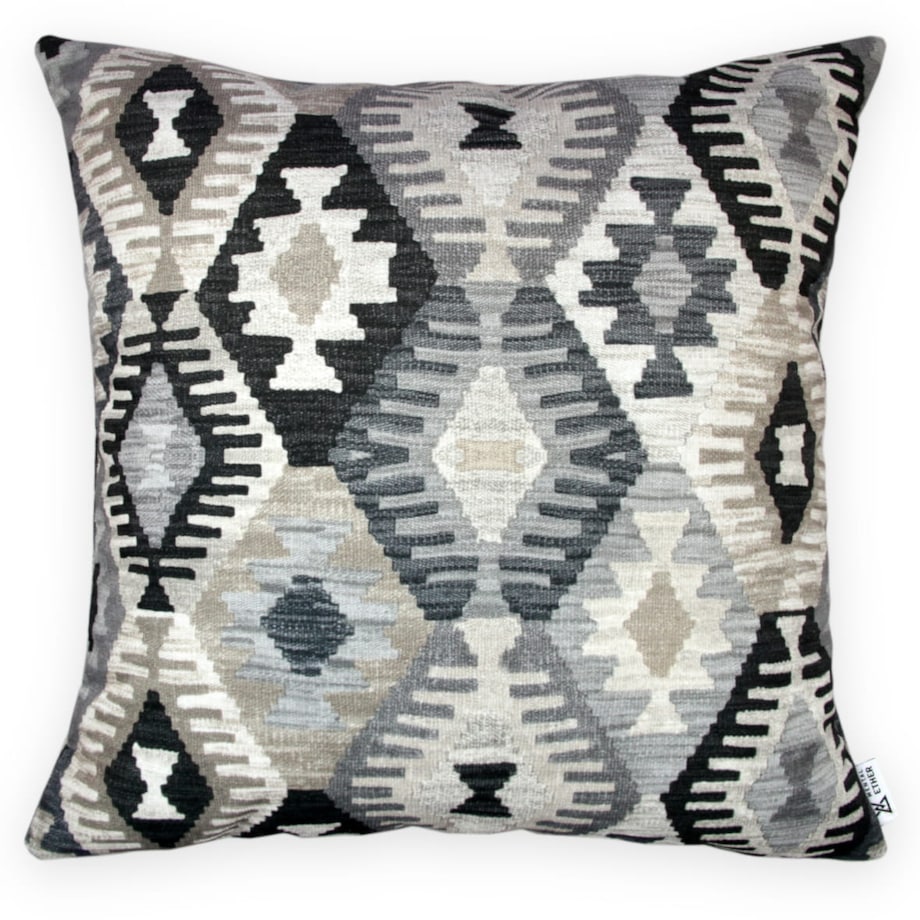 Poduszka welurowa Aztek Boho 45x45 cm -szara