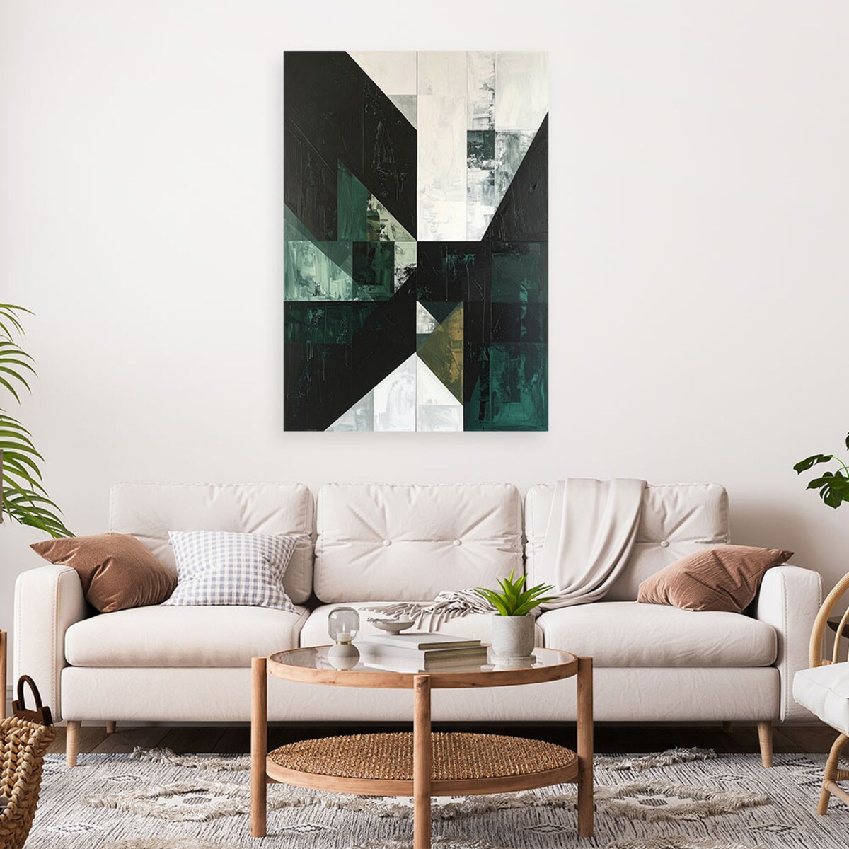 Obraz do salonu sypialni biura loftu, Zielona geometryczna abstrakcja