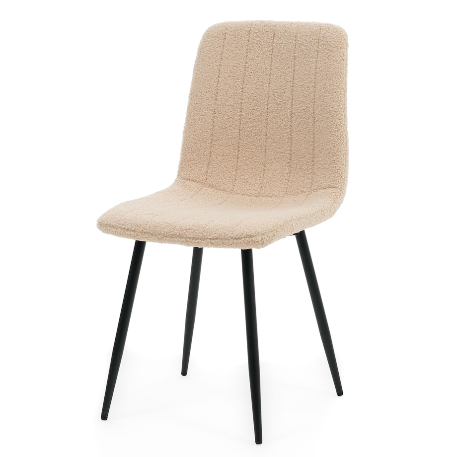 Krzesło tapicerowane do salonu jadalni GELA ciemnobeżowy boucle