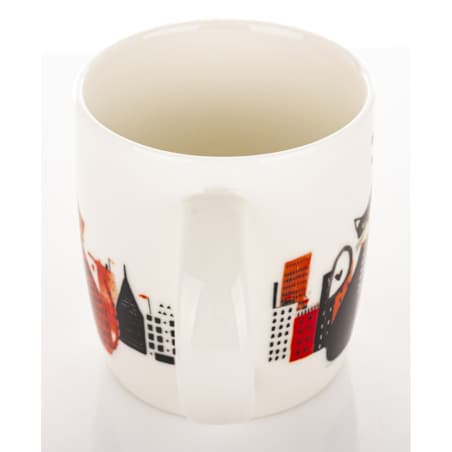 Kubek porcelanowy 350 ml koty 9x12,5x8,5 cm RED-BLACK z zakręconym ogonkiem