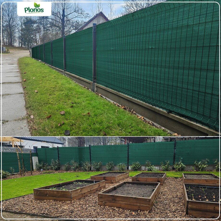 Siatka cieniująca Plonos 1,2x25m maskująca mata na płot ogrodzenie osłona zielona 80% + UV