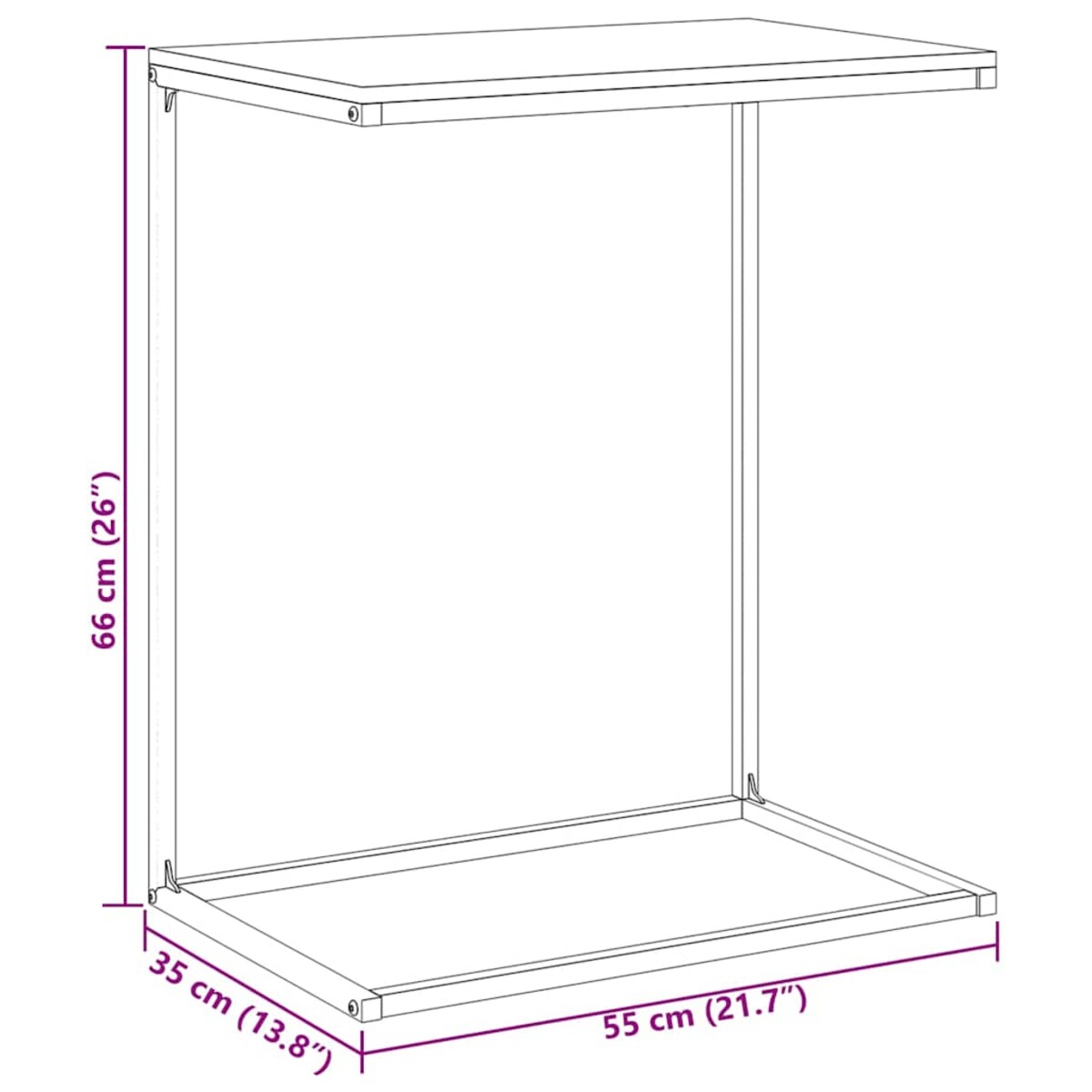 vidaXL Stolik boczny, czarny, 55x35x66 cm, materiał drewnopochodny