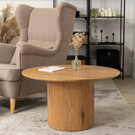 Stolik Kawowy Okrągły Mały Dąb Okrągła Ława MAYLIN MAX