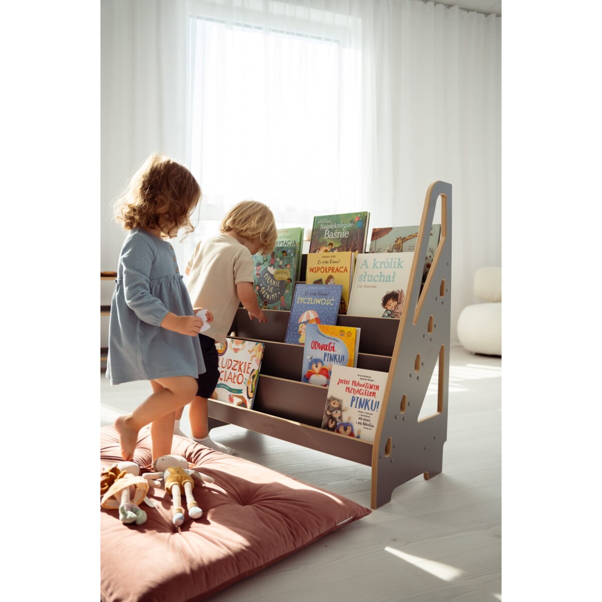 MAXI biblioteczka montessori - szara