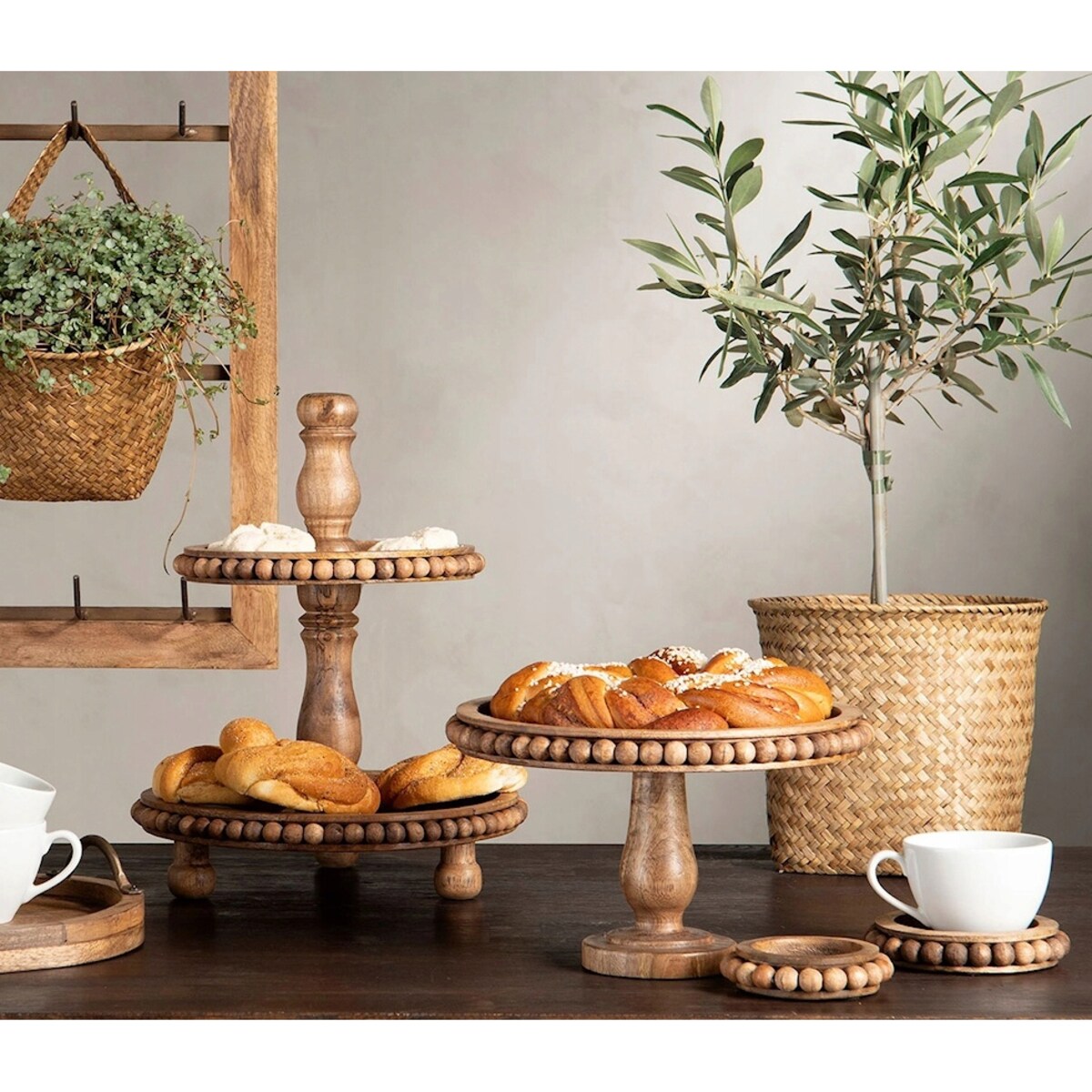 PATERA NA OWOCE WARZYWA BABECZKI CIASTO DREWNIANA MANGO BOHO DO DOMU 30cm