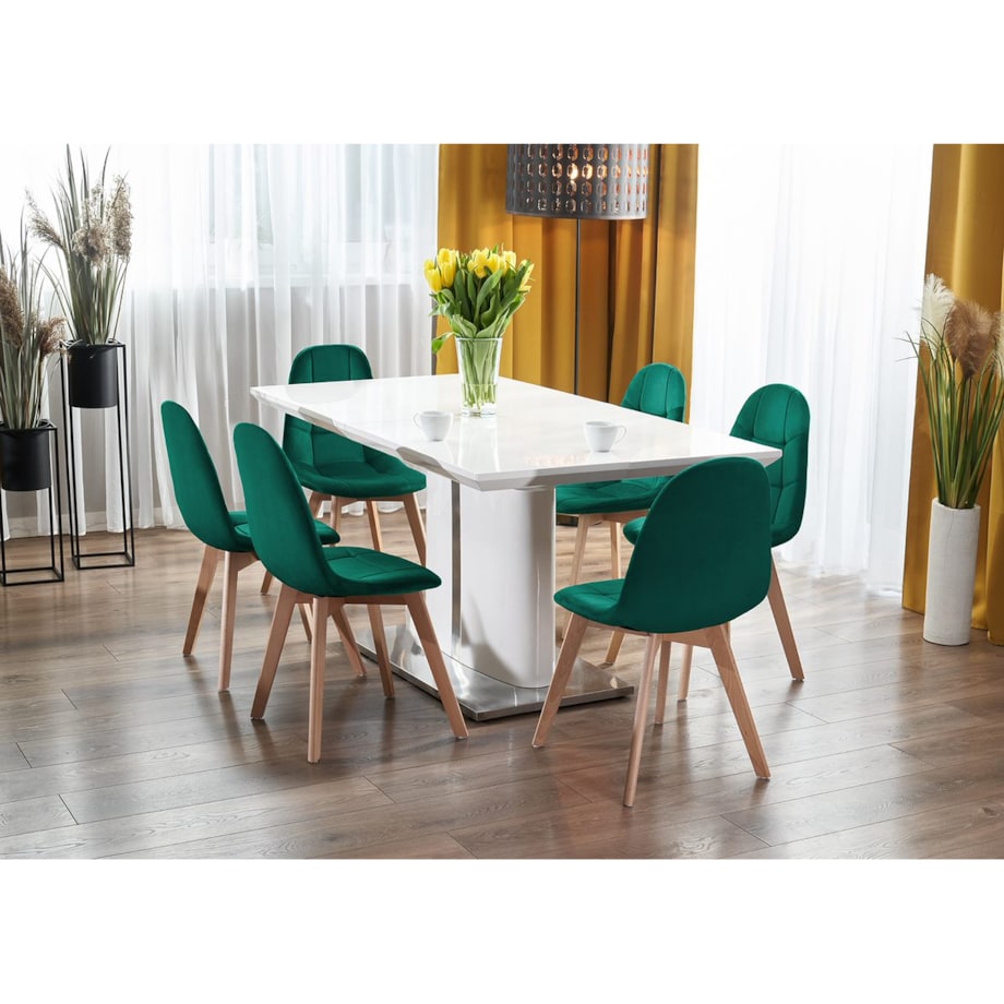 Krzesło tapicerowane welurowe COLIN zielone