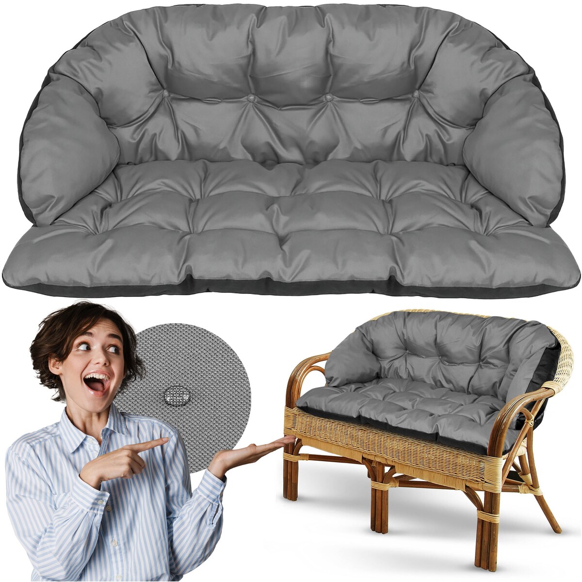 Poduszka Ogrodowa Wodoodporna Na Kanapę Ławkę Sofę Huśtawkę 190X40