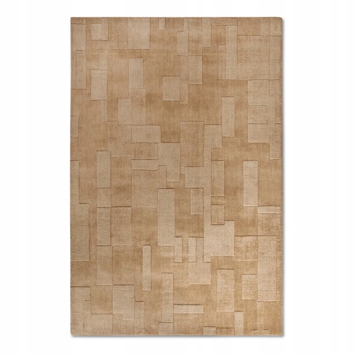 Dywan wełniany do salonu 80x150cm, brązowy nowoczesny wzór 3D
