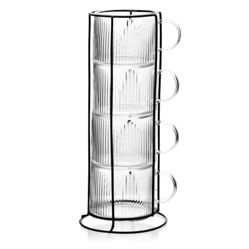 PETER Komplet 4 filiżanek na stojaku 350ml