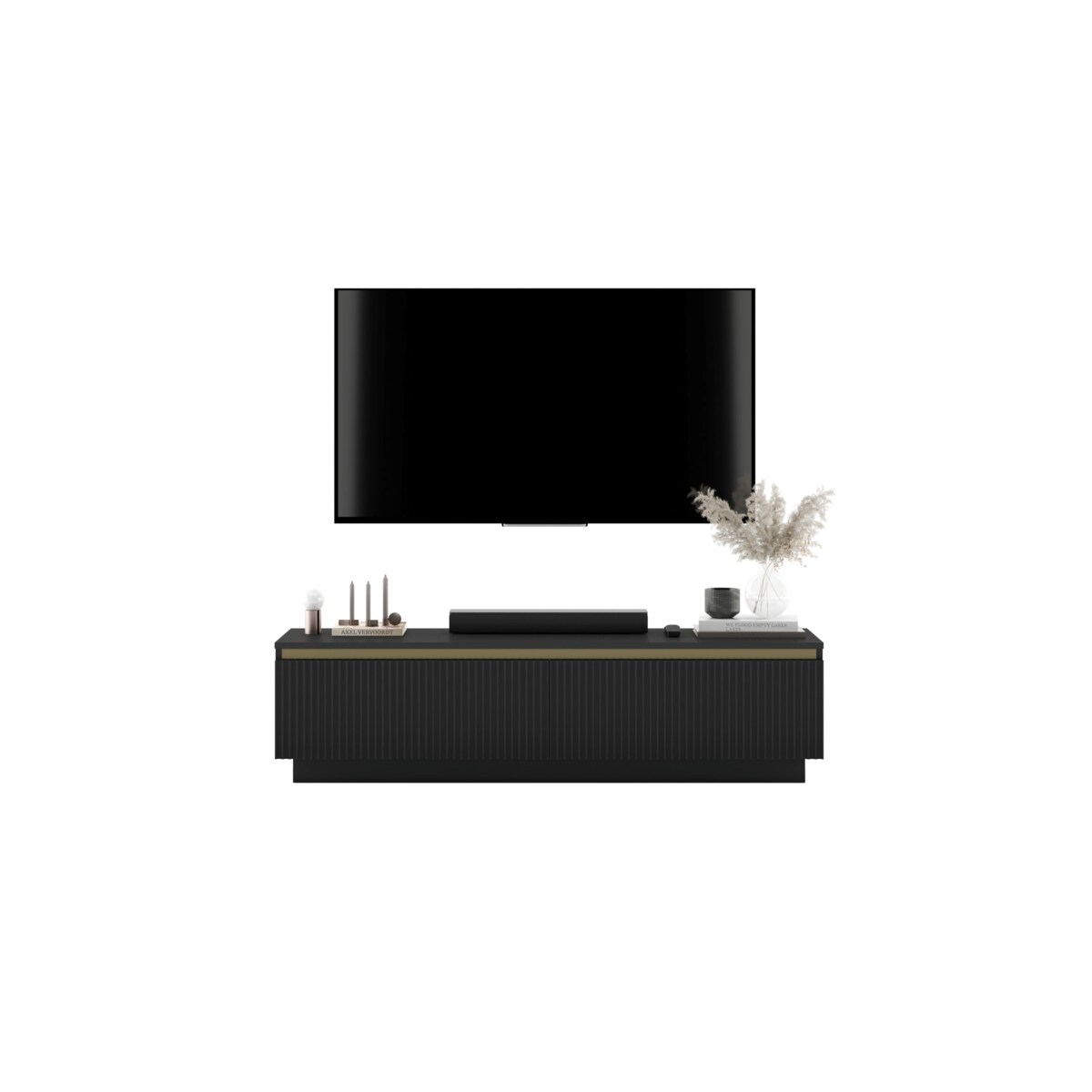 Nowoczesna wisząca / stojącą Szafka RTV Glamour Komoda RTV Czarny Mat 140 cm