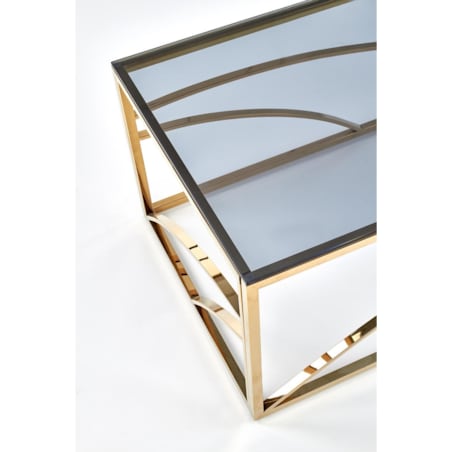 STOLIK KAWOWY Taman 120/60/45 cm SZKLANY ZŁOTA PODSTAWA