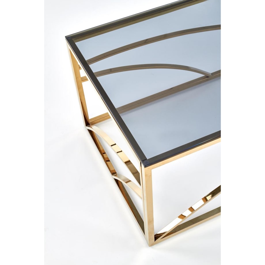 STOLIK KAWOWY Taman 120/60/45 cm SZKLANY ZŁOTA PODSTAWA