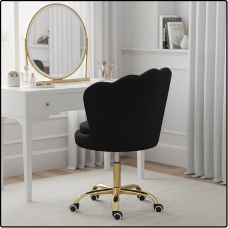 Fotel obrotowy krzesło muszelka welurowy do biurka toaletki czarny shell