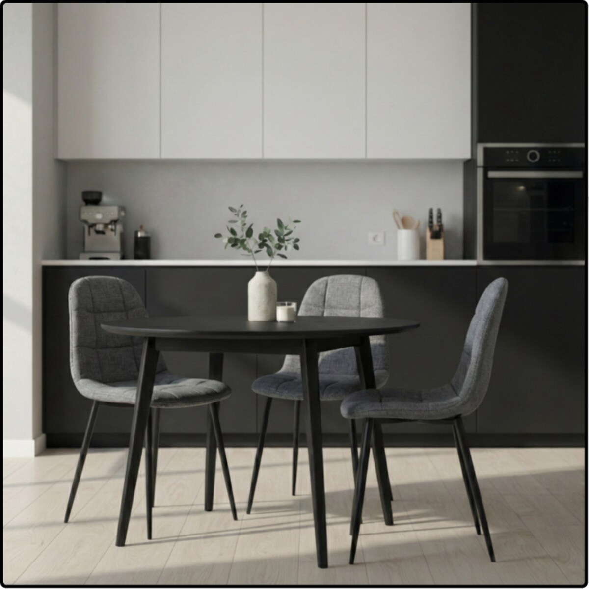 Krzesło tapicerowane pikowane szare z tkaniny wygodne nowoczesne do kuchni