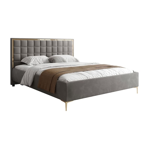 Łóżko tapicerowane ISADORA GOLD, pojemnik na pościel, stelaż 34, 160x200, RV 250