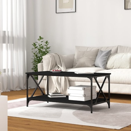 vidaXL Stolik kawowy, czarny 100x50x45 cm, materiał drewnopochodny