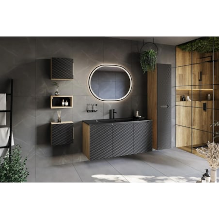 Szafka łazienkowa OCEAN BLACK 80-01-2D 35cm dąb olejowany/czarna