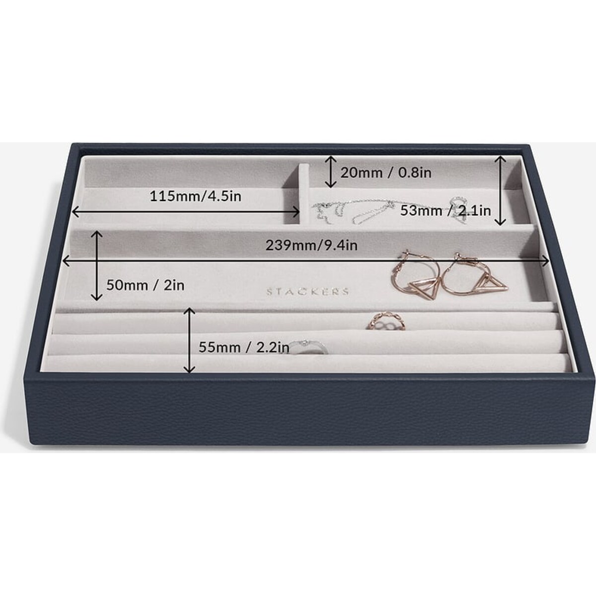 Szkatułka na biżuterię Stackers 4 komorowa classic jasnobeżowa lniana